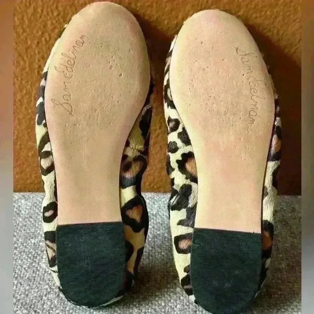 Sam Edelman Felicia Leopard Print Calf Hair Ballet Flat Shoes Size 4.5 EUC!